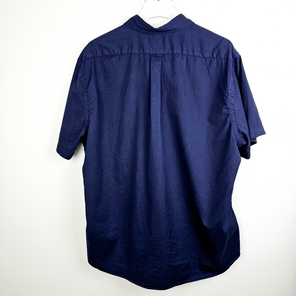 Ralph Lauren Navy Blue Short Sleeve Feather Weight Twill Button Front Shirt XL - Picture 2 of 7